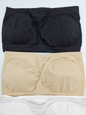 Strapless Bandeau Size S Set of 3 Wireless Comfort Bra Pullover Stretch Bandeau